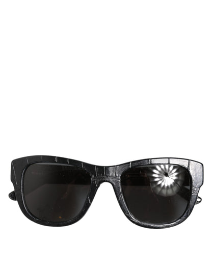 Dolce & Gabbana DG4177 Black Leather Frame Tinted Lens Sunglasses