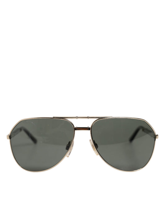 Dolce & Gabbana DG2106K Black Gold Plated Polarized Metal Frame Sunglasses