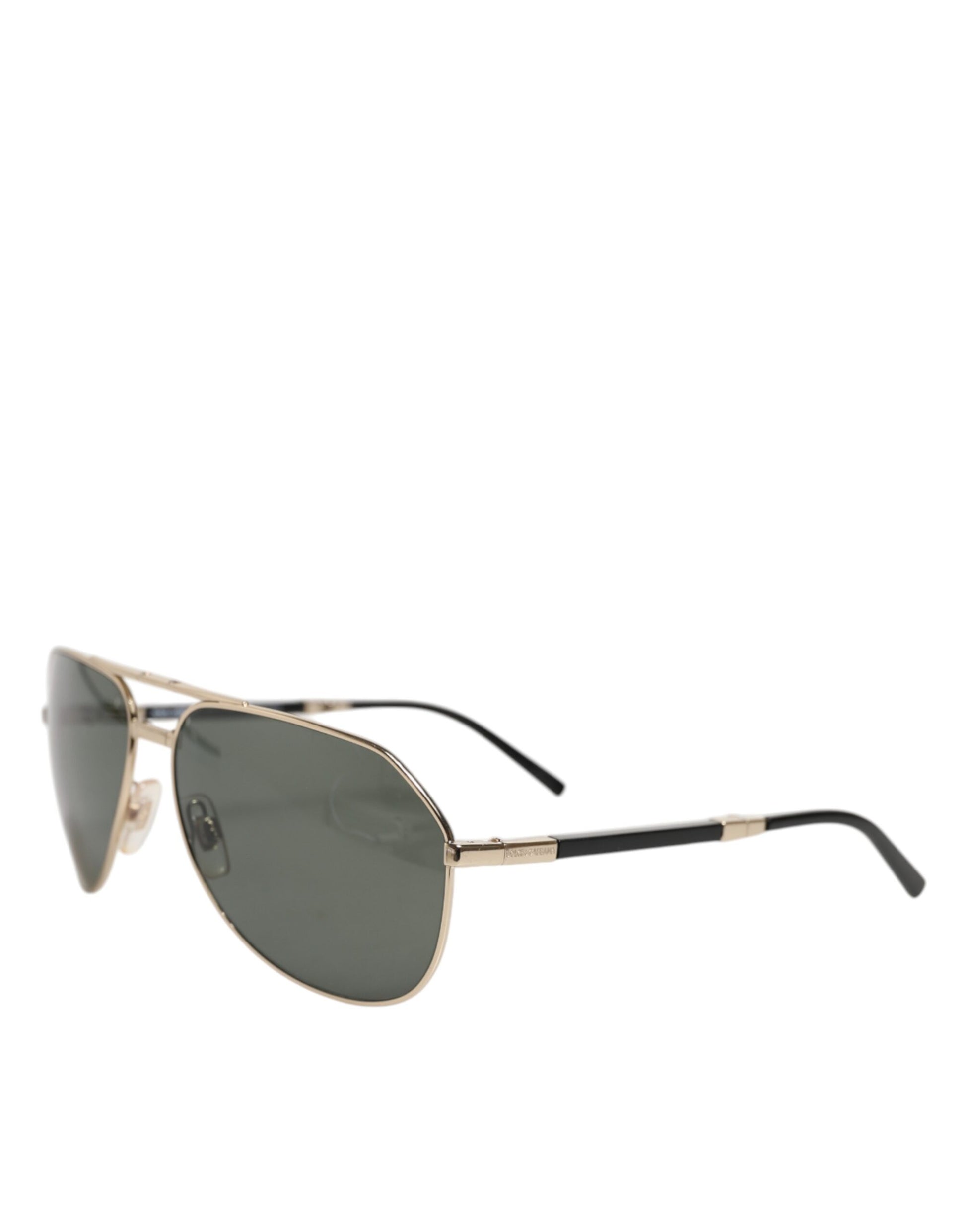 Dolce & Gabbana DG2106K Black Gold Plated Polarized Metal Frame Sunglasses
