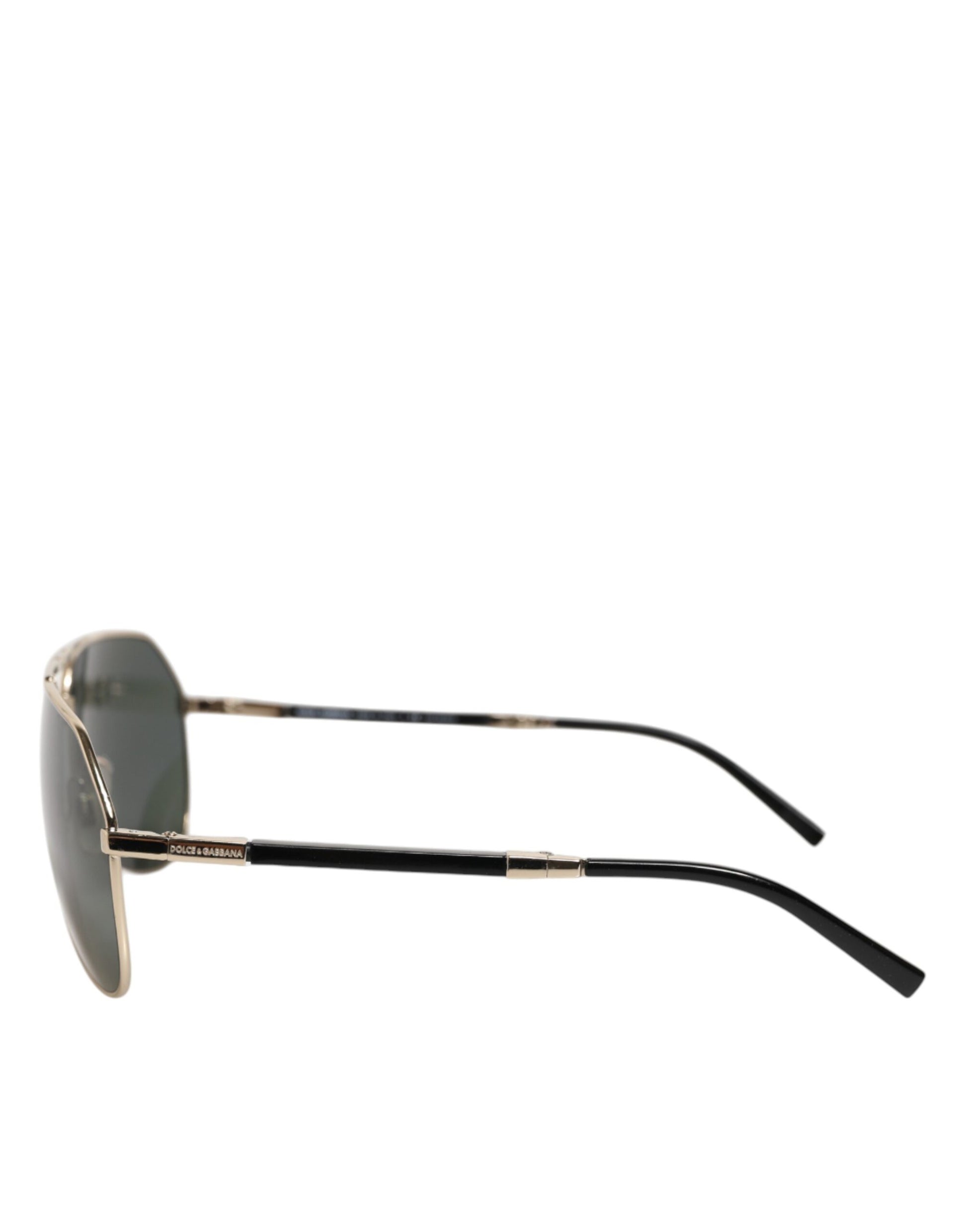 Dolce & Gabbana DG2106K Black Gold Plated Polarized Metal Frame Sunglasses