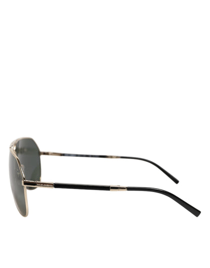 Dolce & Gabbana DG2106K Black Gold Plated Polarized Metal Frame Sunglasses