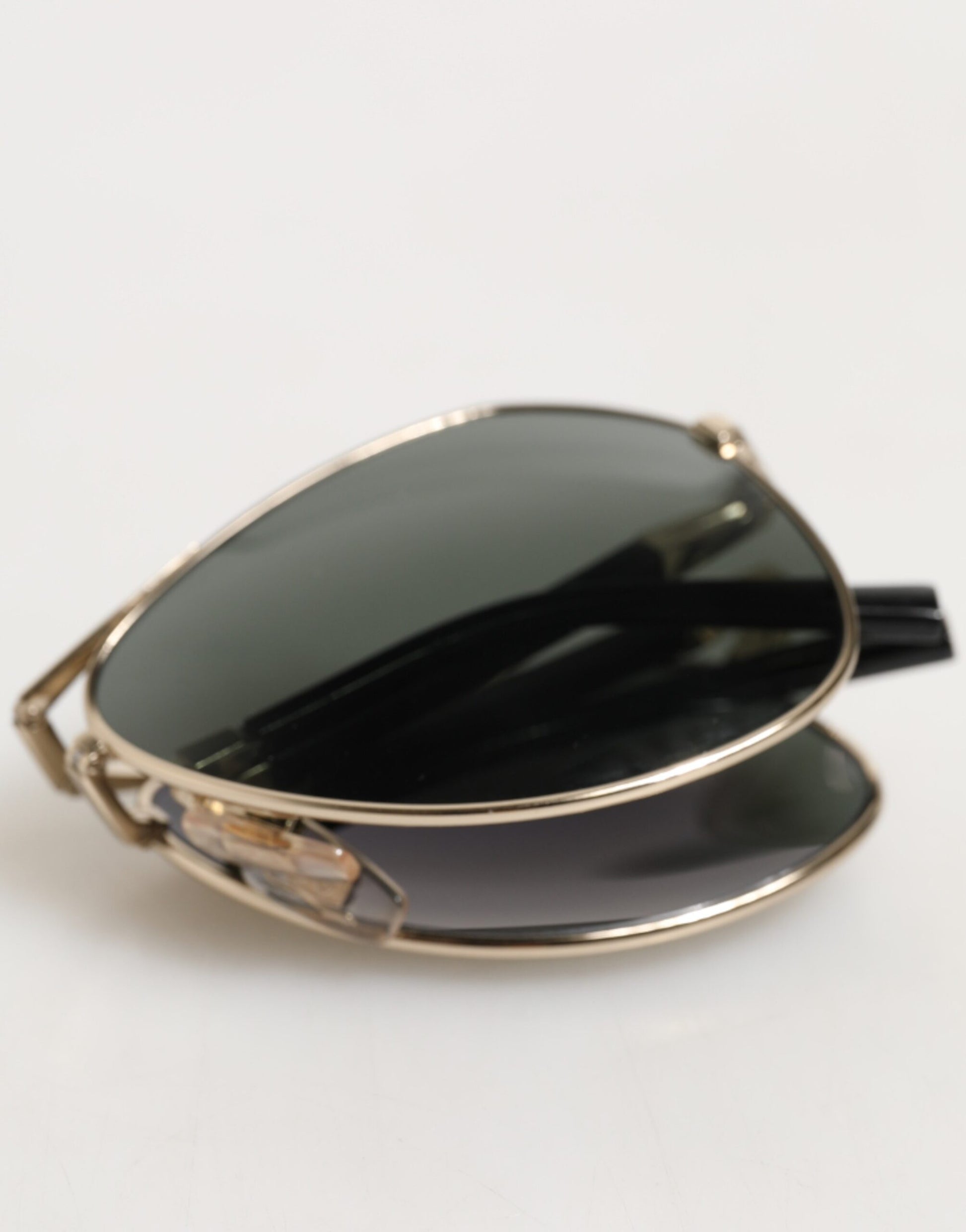 Dolce & Gabbana DG2106K Black Gold Plated Polarized Metal Frame Sunglasses