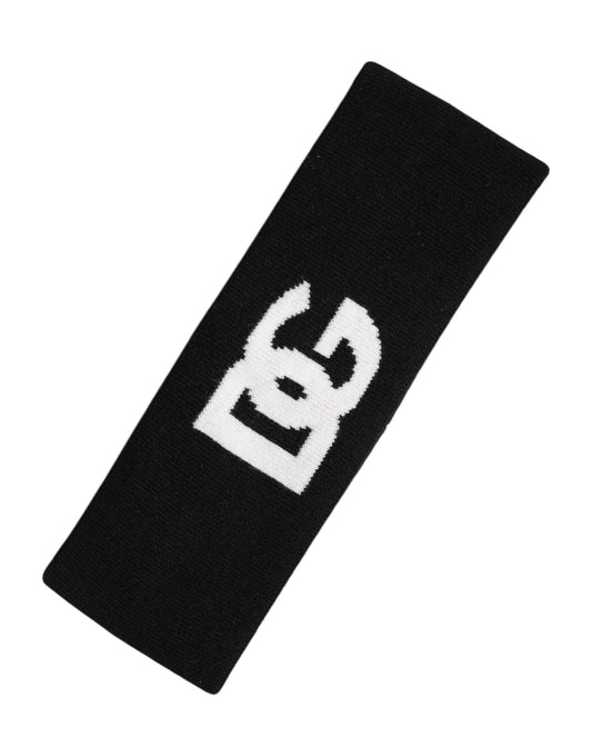 Dolce & Gabbana Black Cashmere Headband with DG Logo