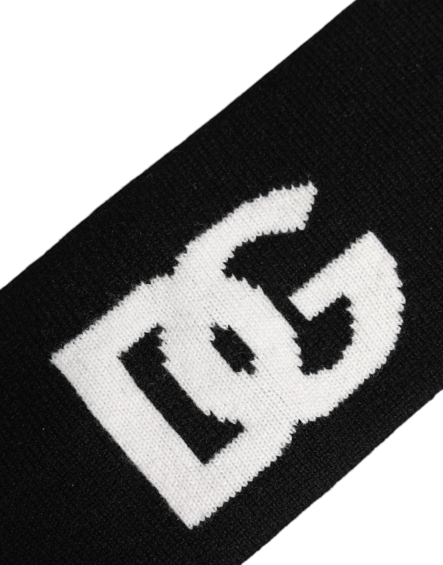Dolce & Gabbana Black Cashmere Headband with DG Logo