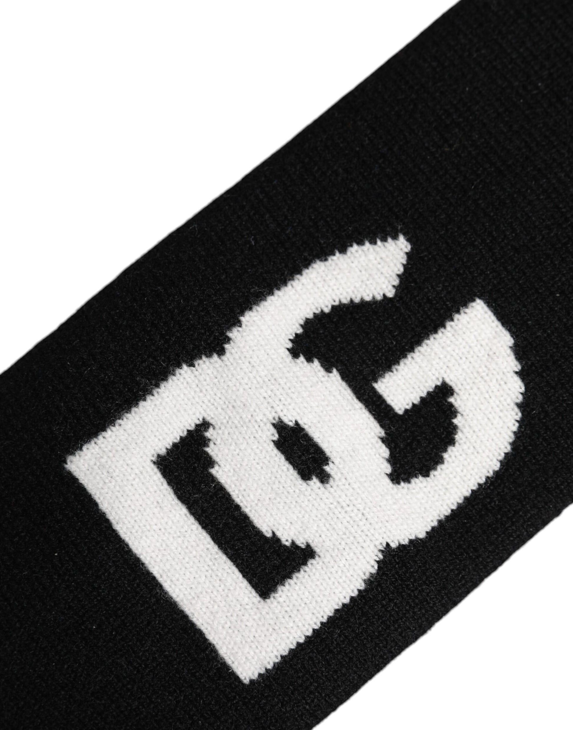Dolce & Gabbana Black Cashmere Headband with DG Logo