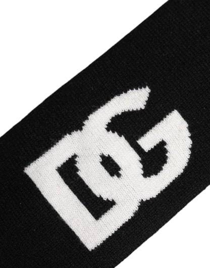 Dolce & Gabbana Black Cashmere Headband with DG Logo