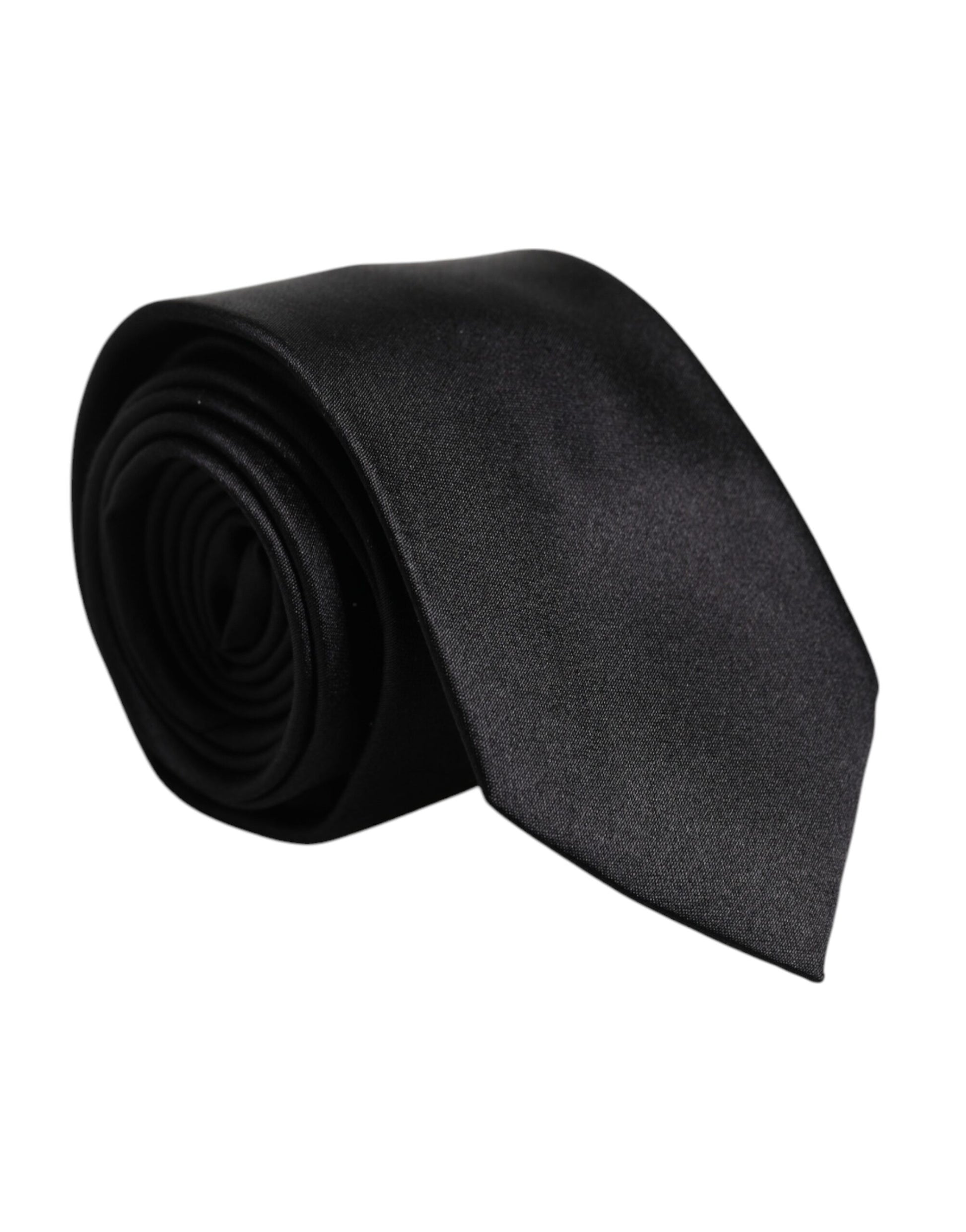 Dolce & Gabbana Men Black Solid Silk Adjustable Necktie