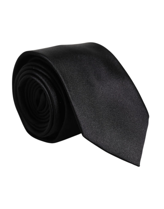 Dolce & Gabbana Men Black Solid Silk Adjustable Necktie