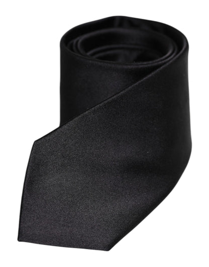 Dolce & Gabbana Men Black Solid Silk Adjustable Necktie