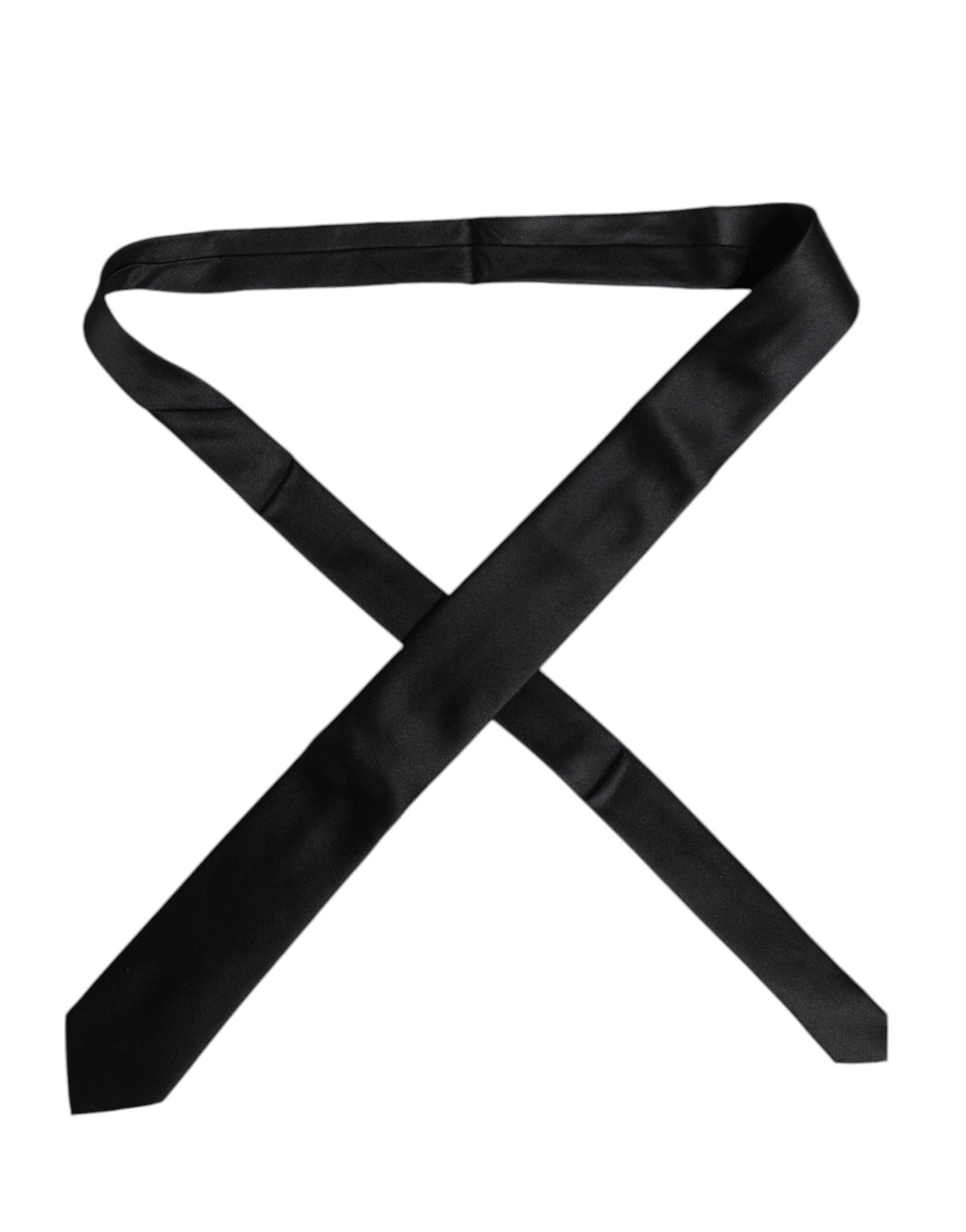 Dolce & Gabbana Men Black Solid Silk Adjustable Necktie