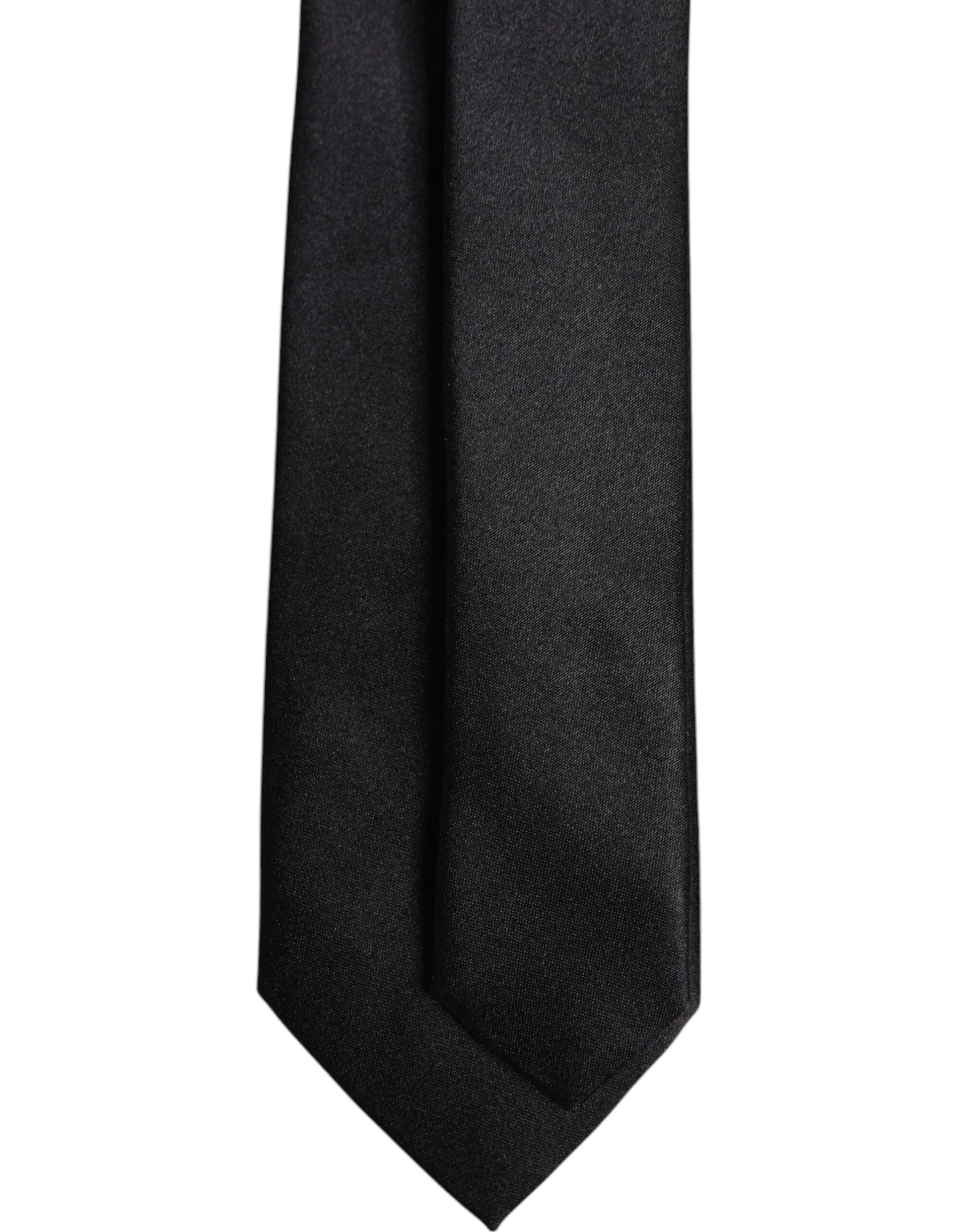 Dolce & Gabbana Men Black Solid Silk Adjustable Necktie