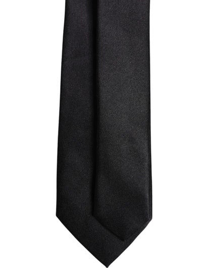 Dolce & Gabbana Men Black Solid Silk Adjustable Necktie