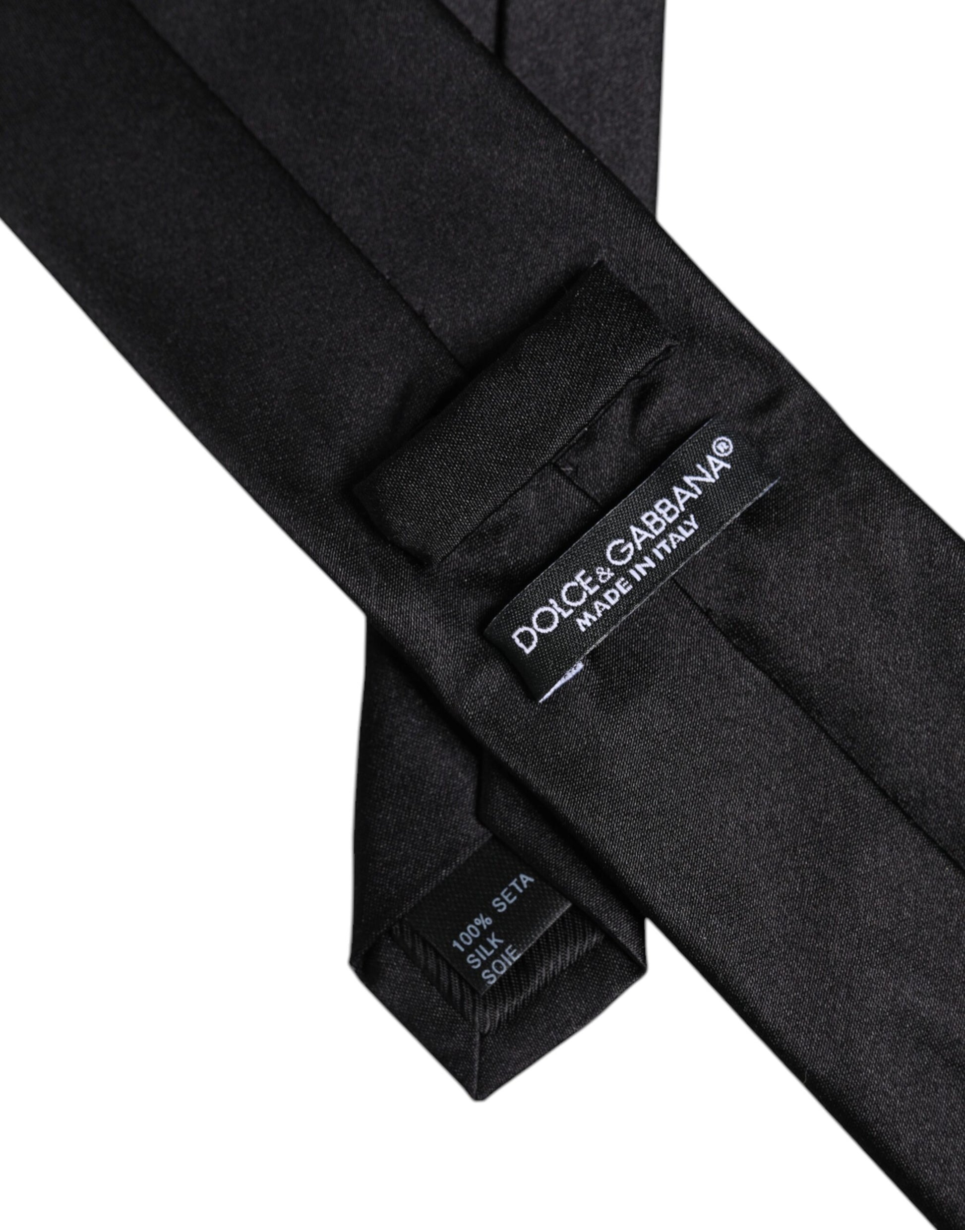 Dolce & Gabbana Men Black Solid Silk Adjustable Necktie