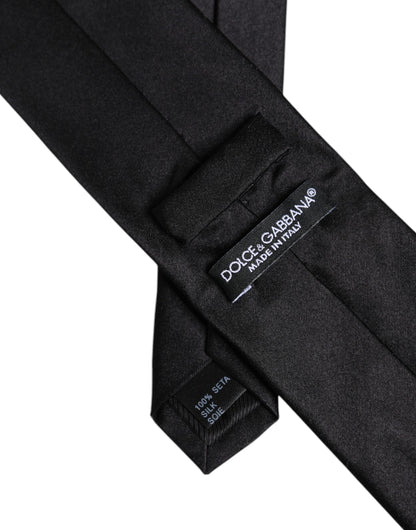 Dolce & Gabbana Men Black Solid Silk Adjustable Necktie