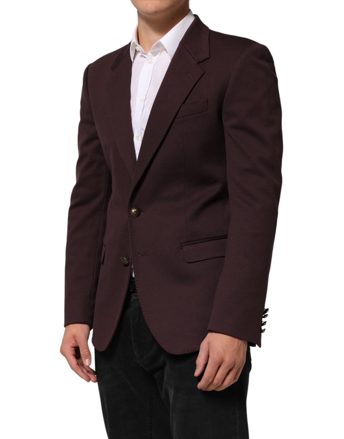 Dolce & Gabbana Maroon Cotton 2 Buttons Suit Jacket Blazer