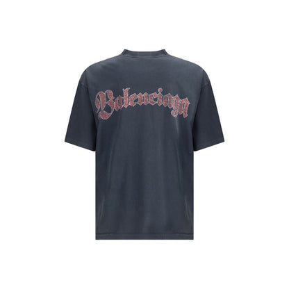Balenciaga Black Cotton Logo Print T-Shirt