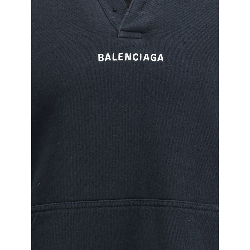 Balenciaga Black Hoodie with Logo – Statement Streetwear Redefined