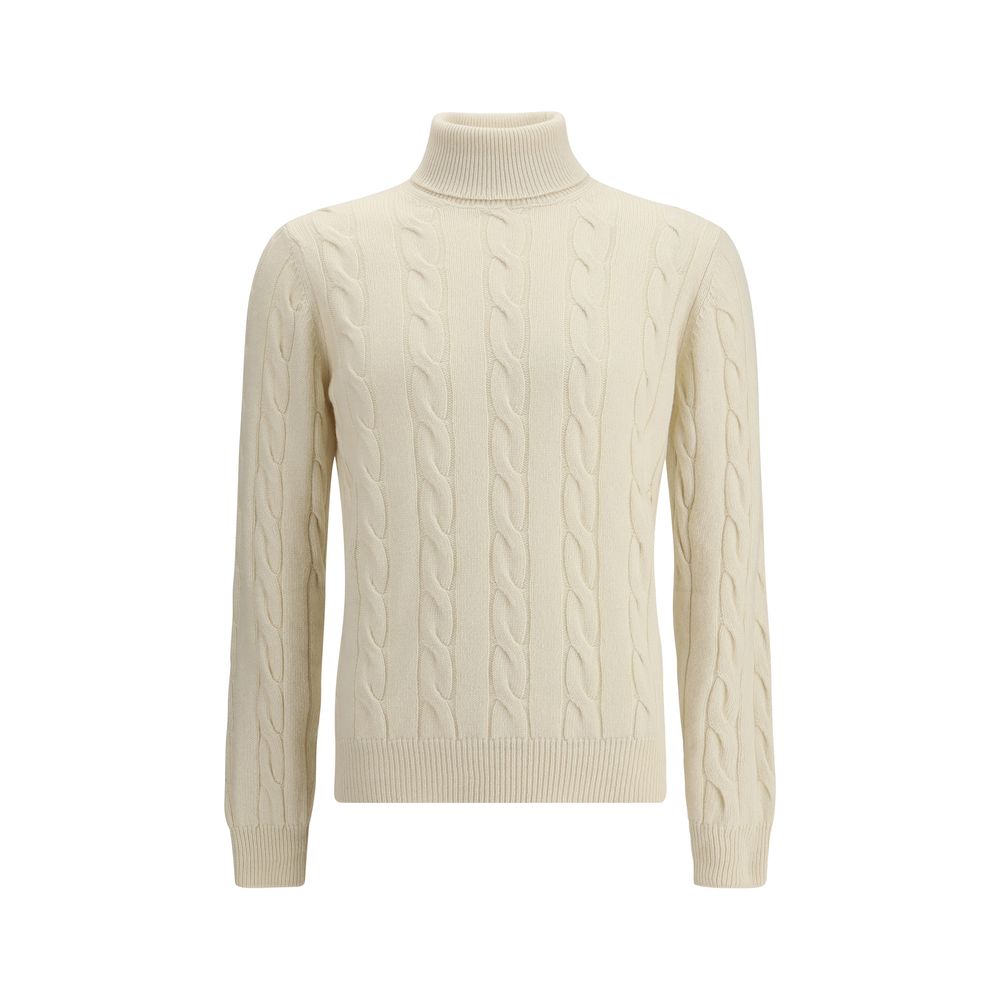 Aragona Cashmere Braided Turtleneck Sweater
