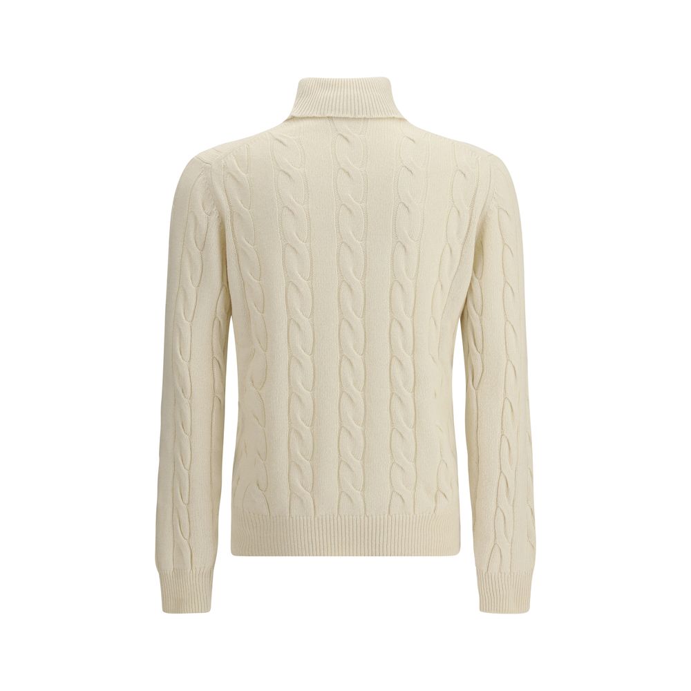 Aragona Cashmere Braided Turtleneck Sweater