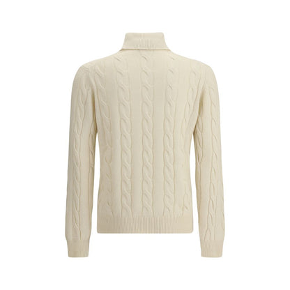 Aragona Cashmere Braided Turtleneck Sweater