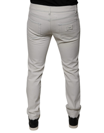 Dolce & Gabbana White Cotton Stretch Skinny Men Denim Jeans