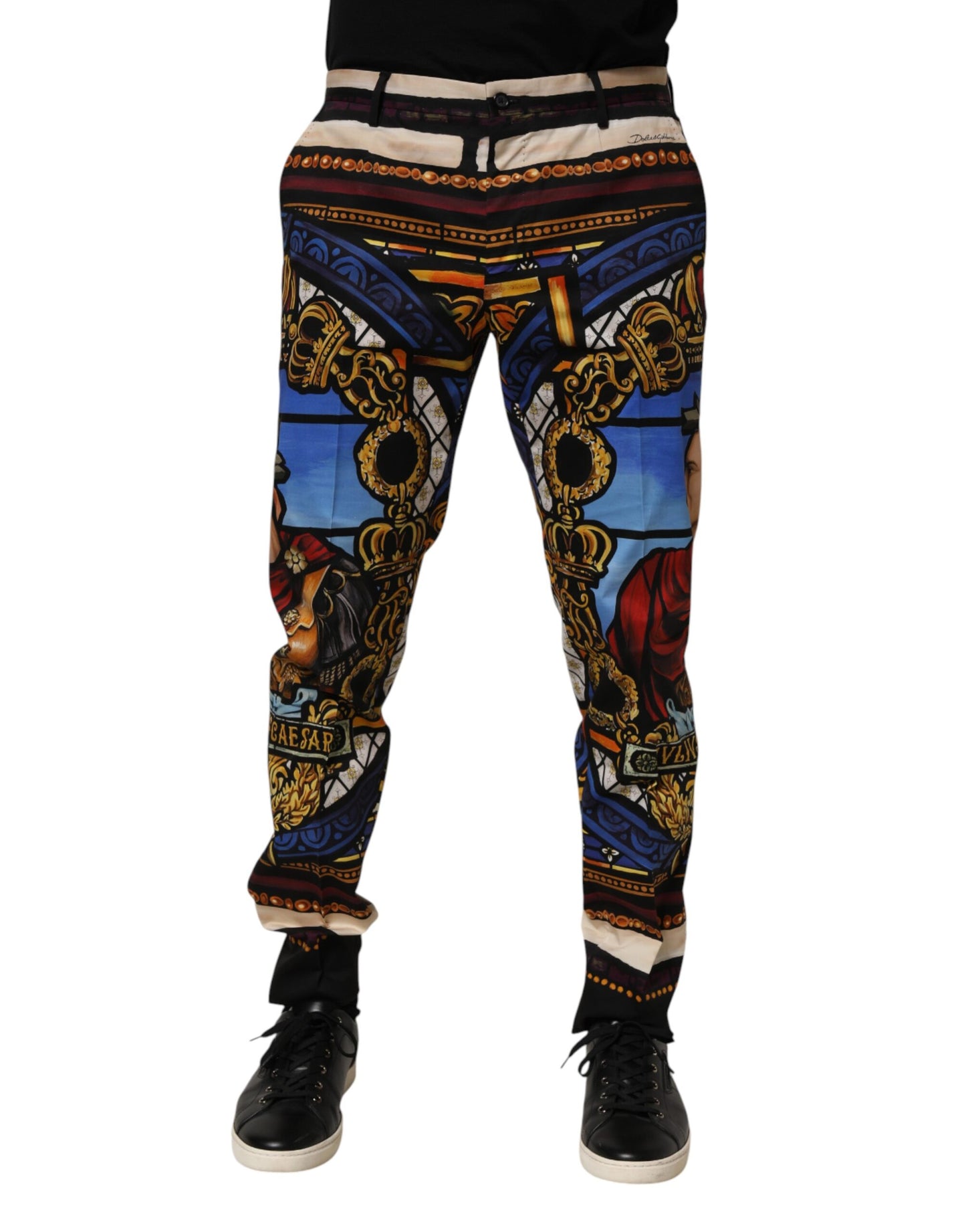 Dolce & Gabbana Multicolor Julius Caesar Print Tapered Pants