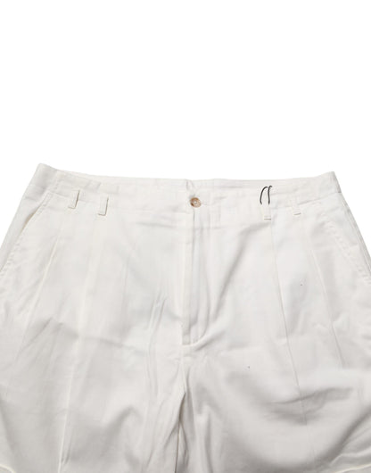Dolce & Gabbana White Cotton Mid Waist Men Bermuda Shorts