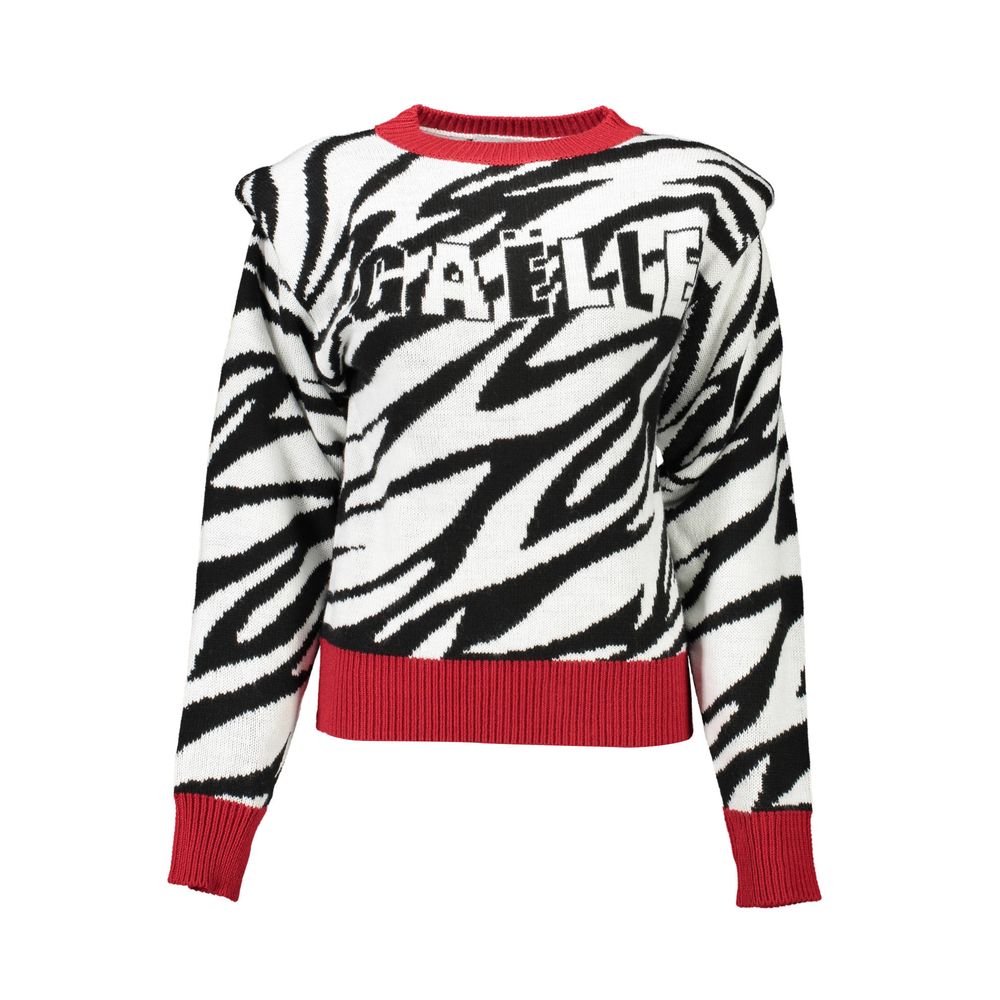 Gaelle Paris Zebra Print Sweater with Red Trim