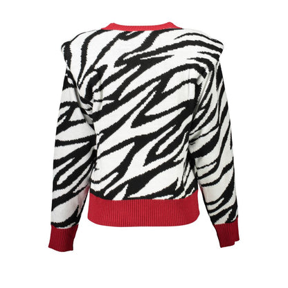 Gaelle Paris Zebra Print Sweater with Red Trim