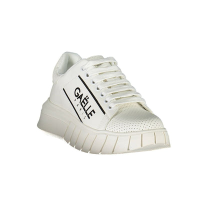 Gaelle Paris White Polyester Sneaker: Urban Edge Meets Comfort