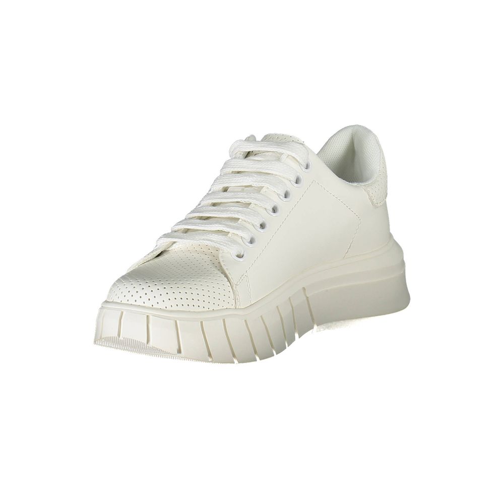 Gaelle Paris White Polyester Sneaker: Urban Edge Meets Comfort