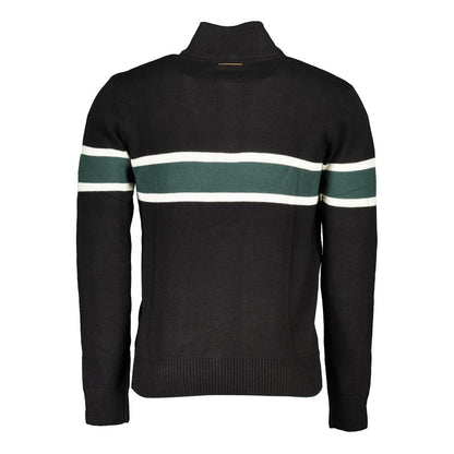 Gianmarco Venturi Black Cotton Sweater with Half Zip