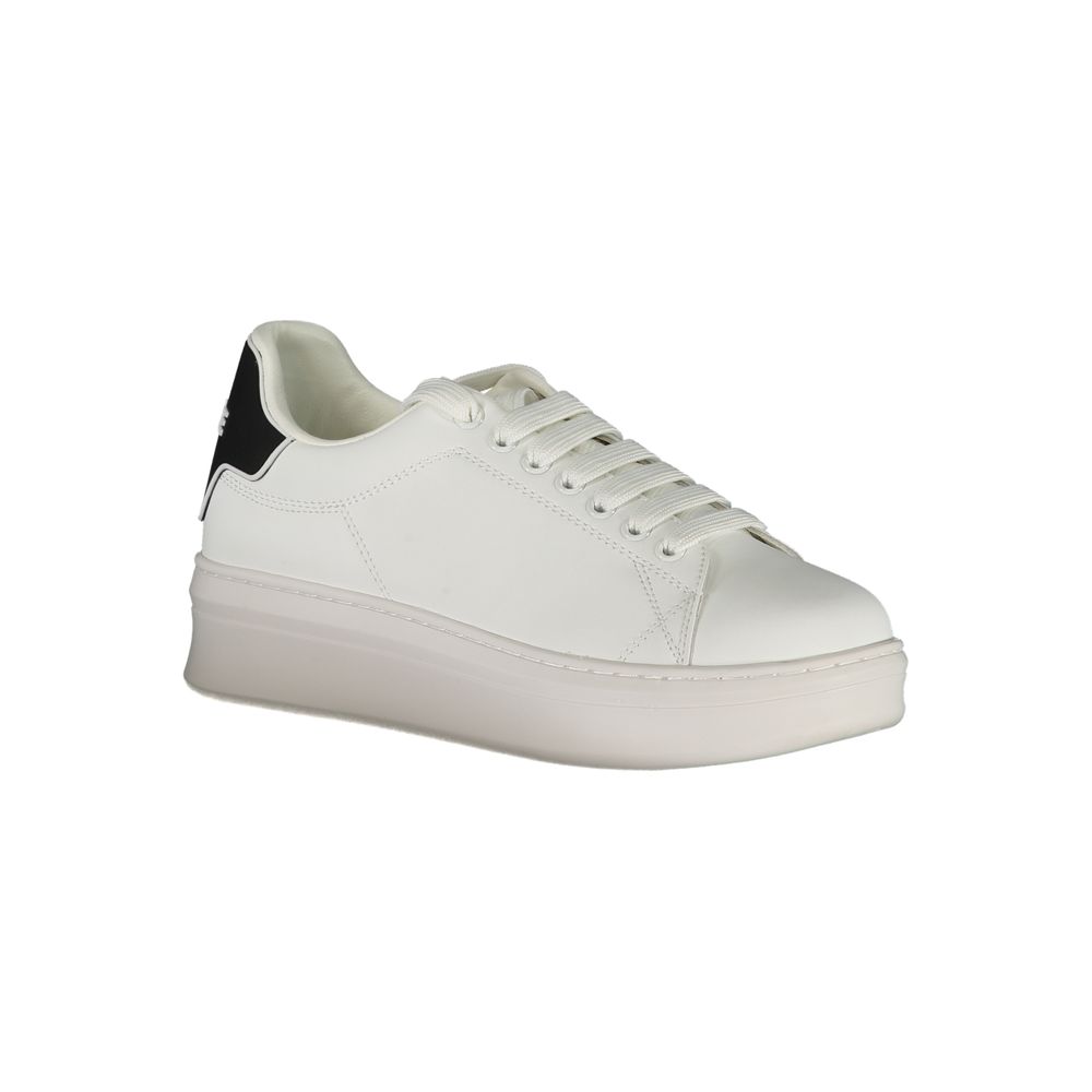 Gaelle Paris White Polyethylene Sneaker: Urban Boldness Meets Chic Comfort