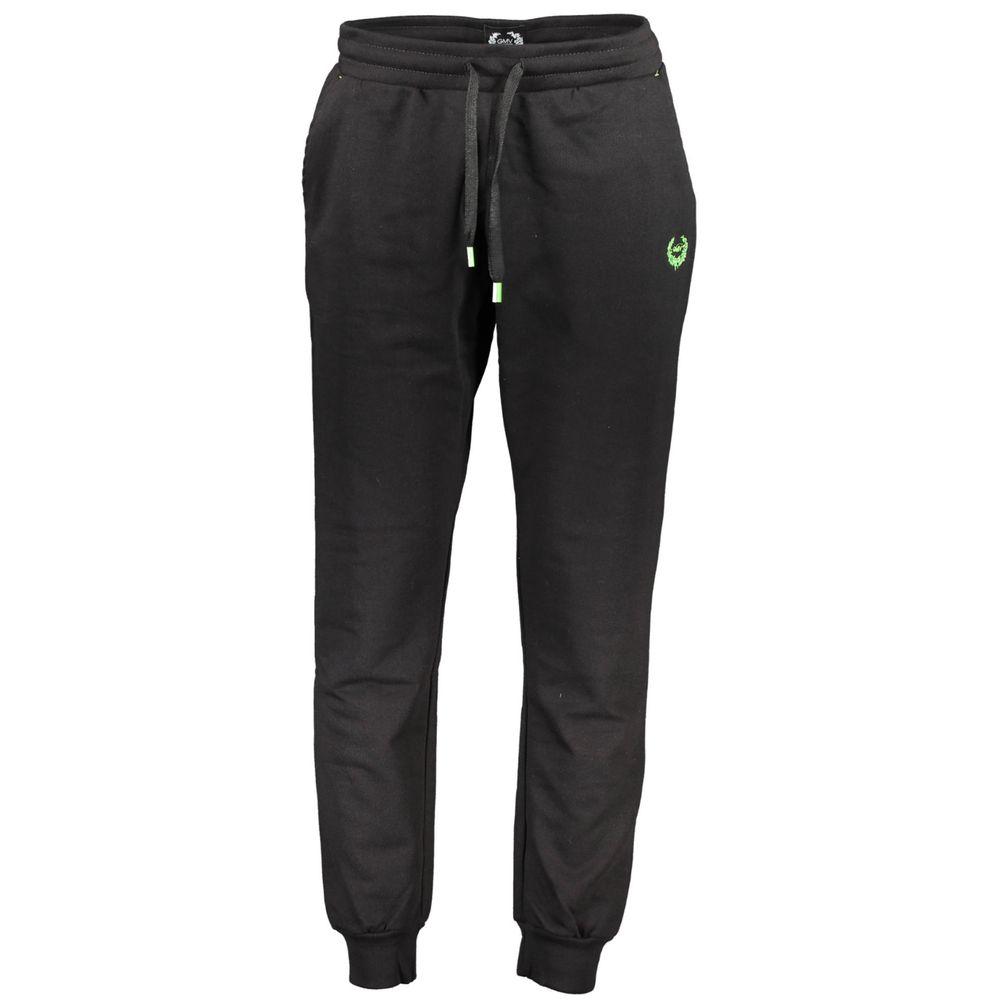 Gianmarco Venturi Black Cotton Pant: Sports Trousers with Style