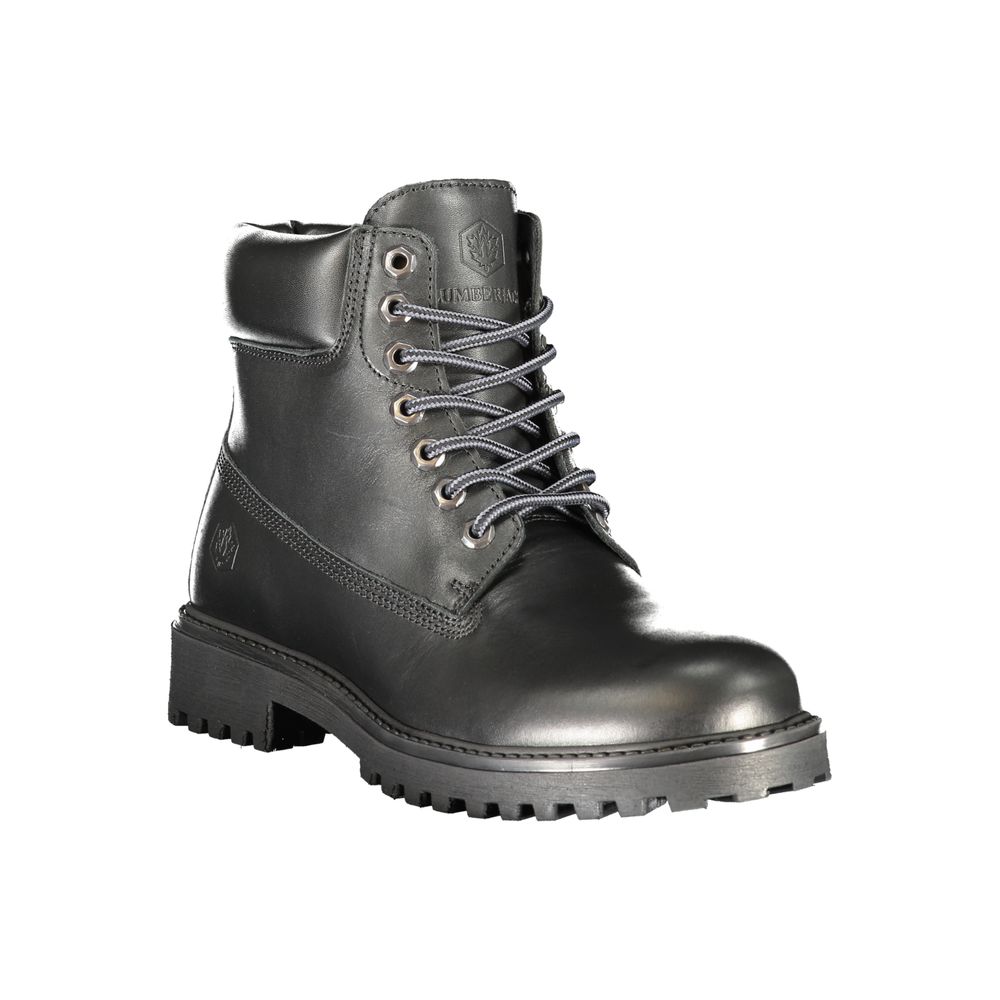 Lumberjack Black Leather Men's Lace-Up Boots