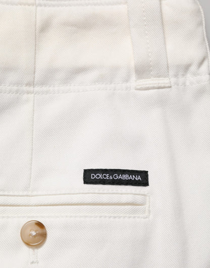 Dolce & Gabbana White Cotton Stretch Cropped Trouser Pants