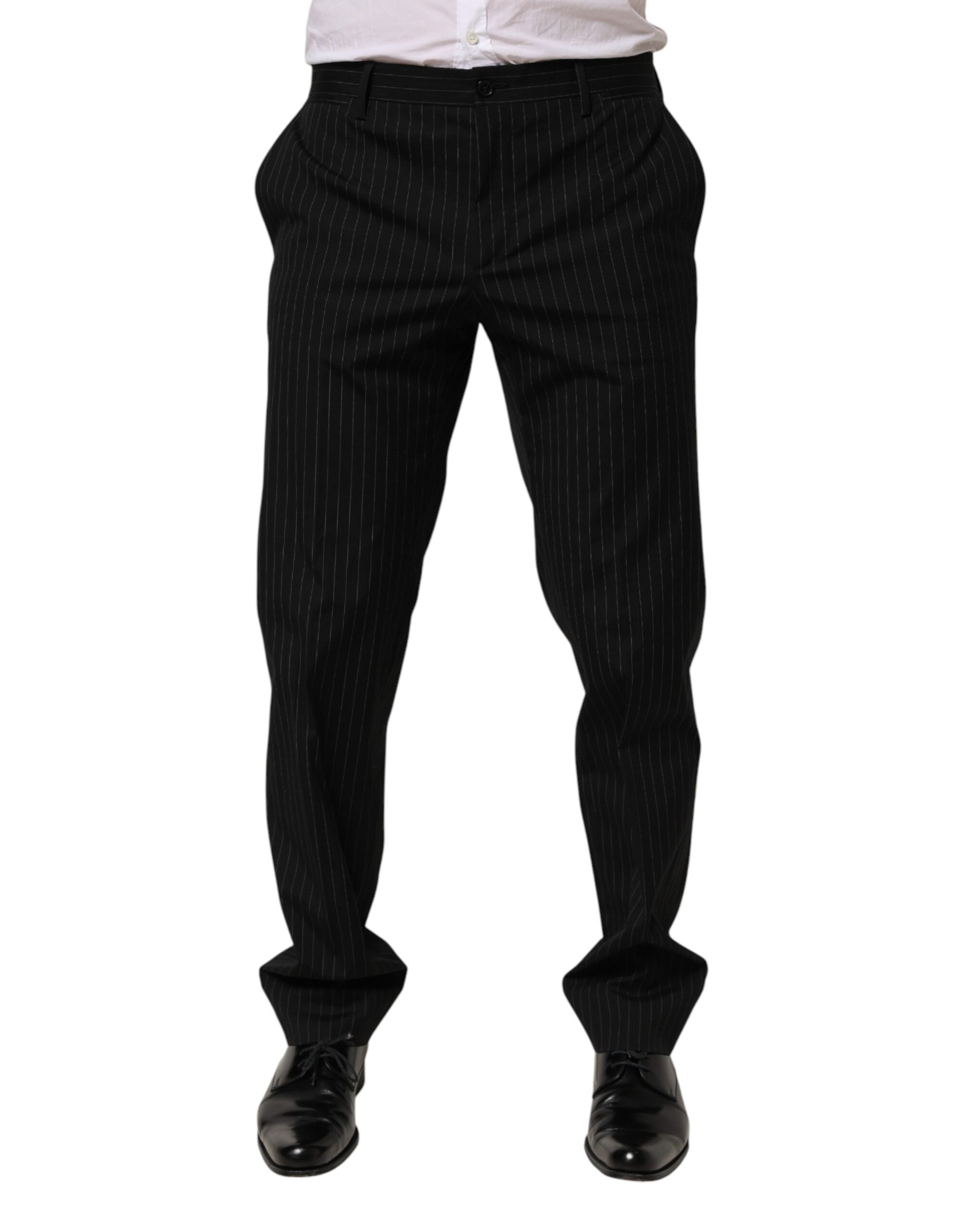 Dolce & Gabbana Black Striped Formal Trousers for Men