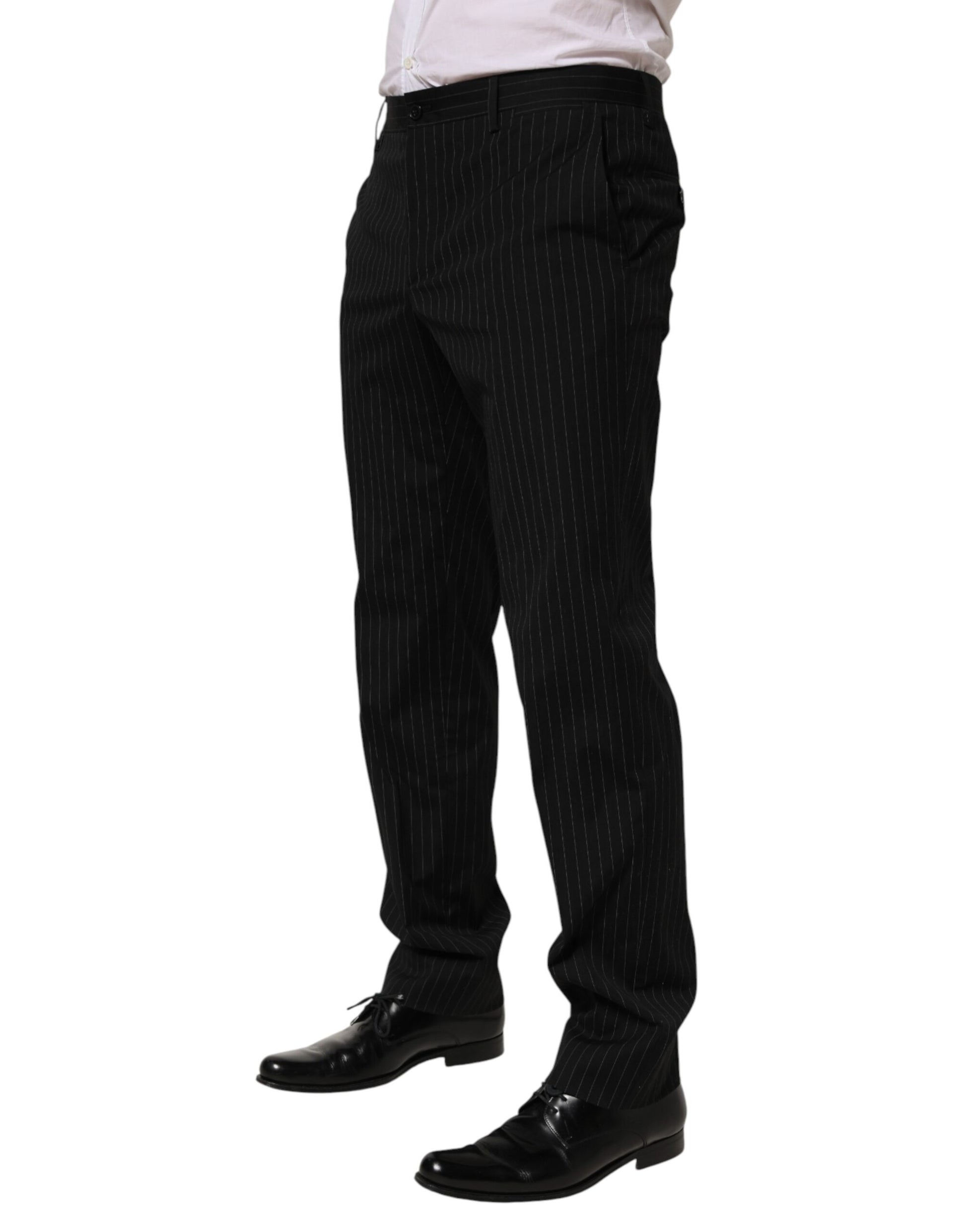 Dolce & Gabbana Black Striped Formal Trousers for Men