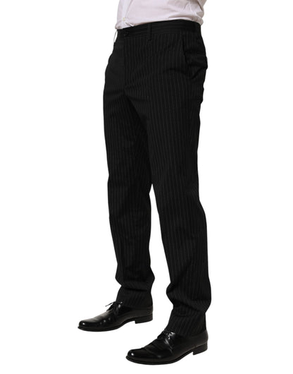 Dolce & Gabbana Black Striped Formal Trousers for Men