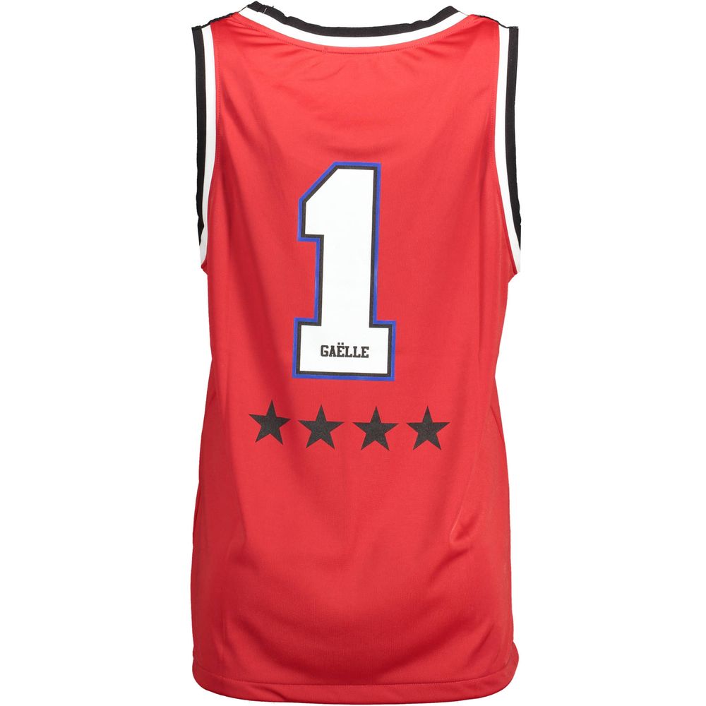 Gaelle Paris Red Polyester T-Shirt with Lace Detail