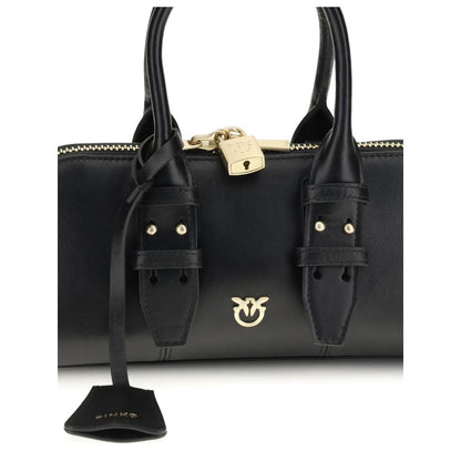 PINKO Black Leather Escape Baguette Handbag