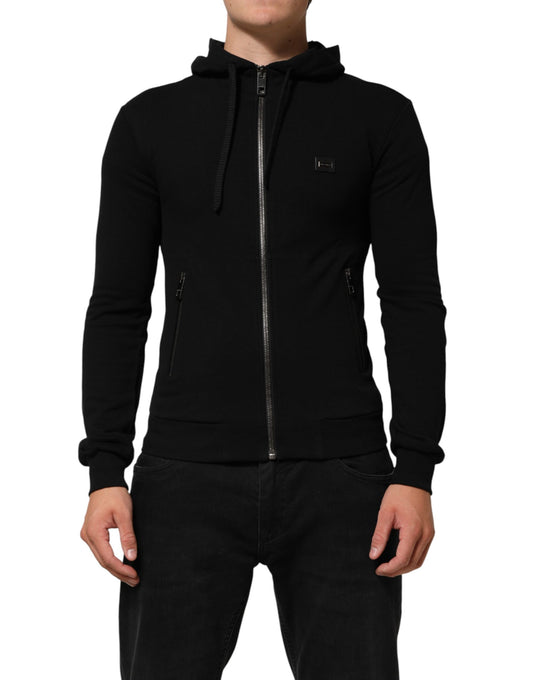 Dolce & Gabbana Black Cotton Hooded Sweatshirt for Men