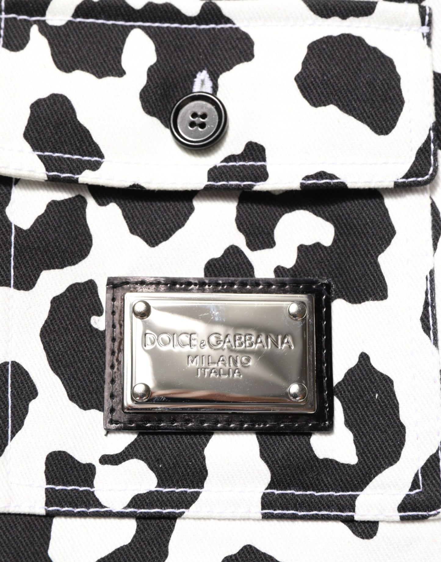 Dolce & Gabbana Black & White Leopard Denim Blouson Sweater