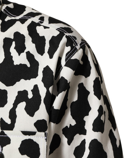 Dolce & Gabbana Black & White Leopard Denim Blouson Sweater