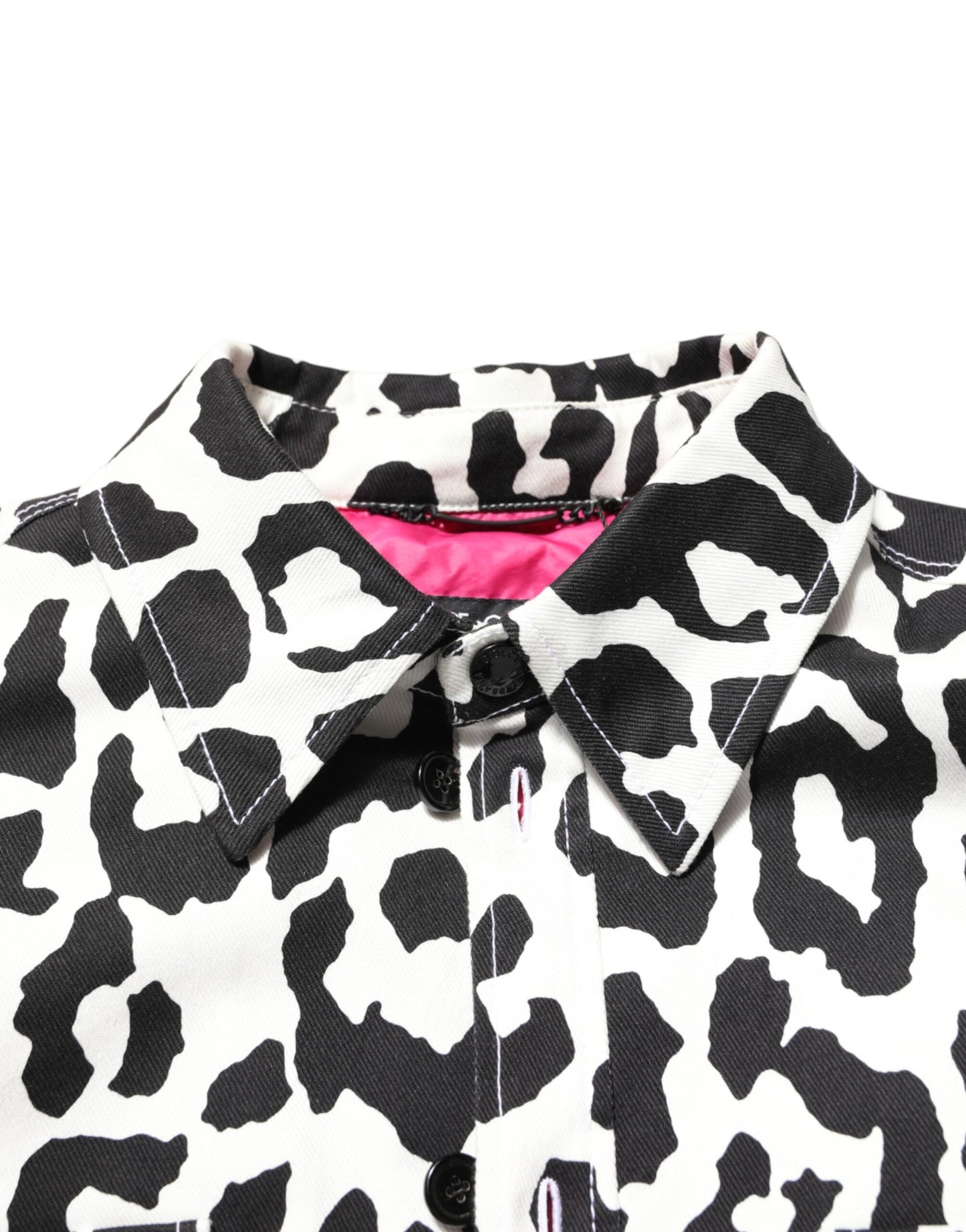 Dolce & Gabbana Black & White Leopard Denim Blouson Sweater