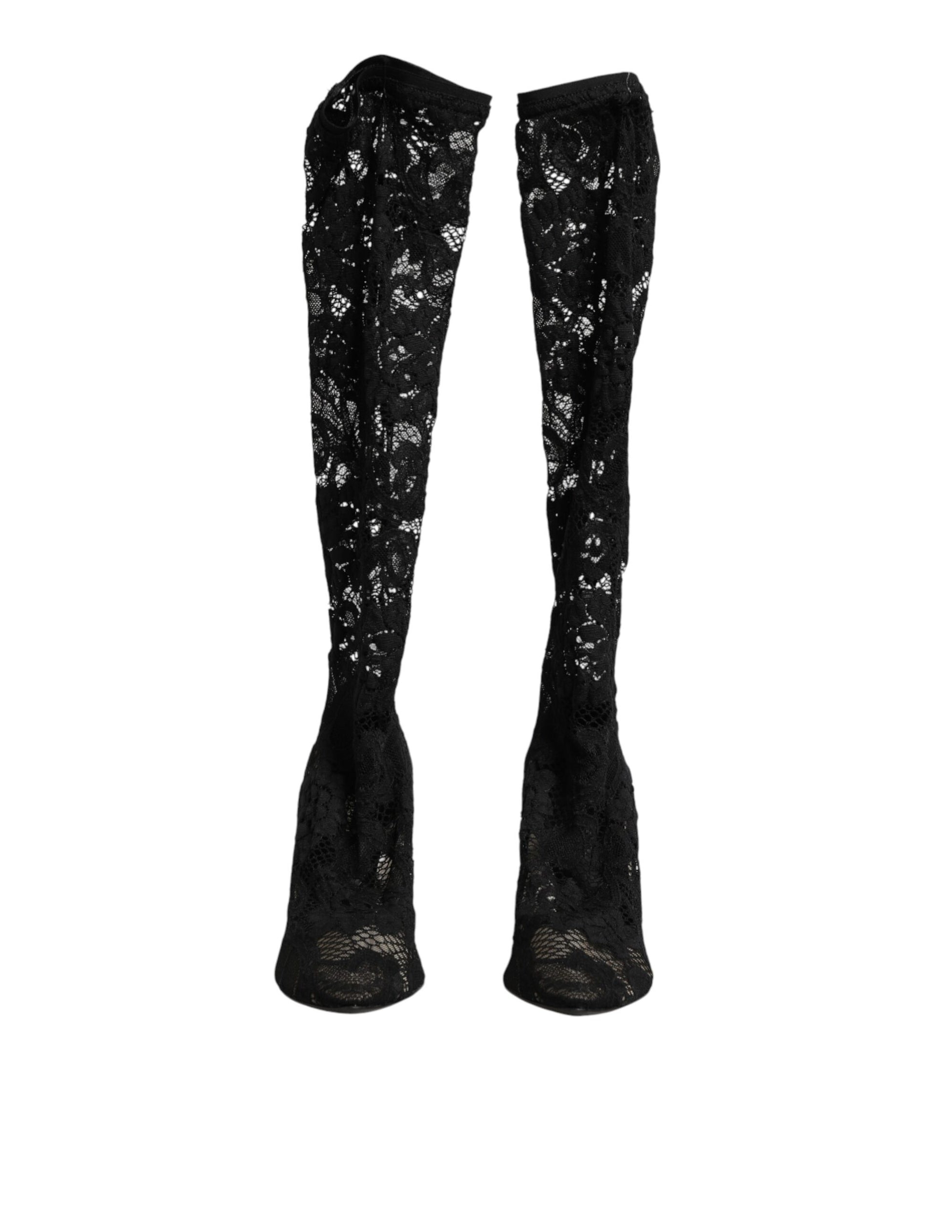 Dolce & Gabbana Taormina Lace Sock Boots in Black