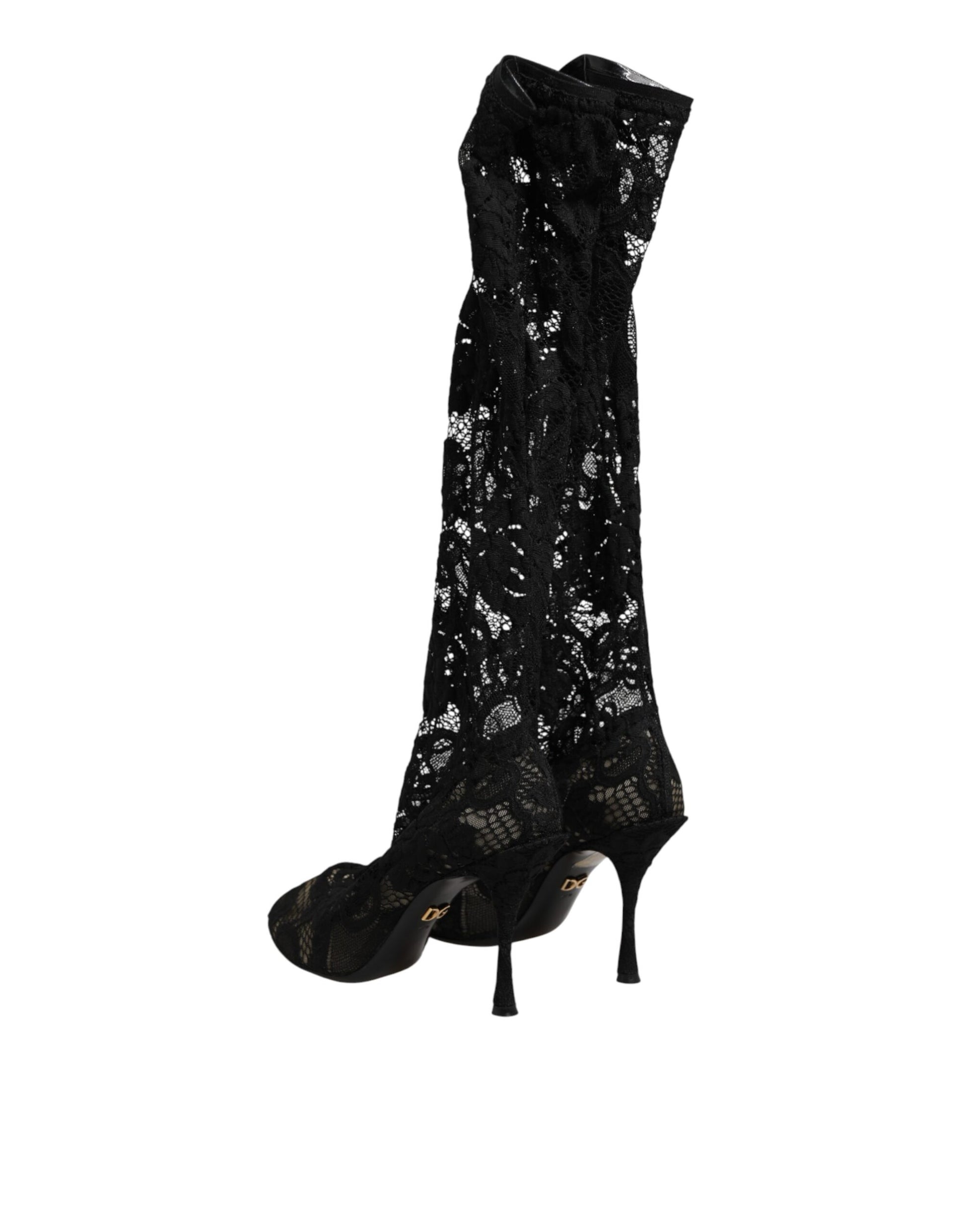 Dolce & Gabbana Taormina Lace Sock Boots in Black