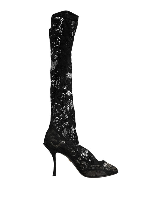 Dolce & Gabbana Taormina Lace Sock Boots in Black
