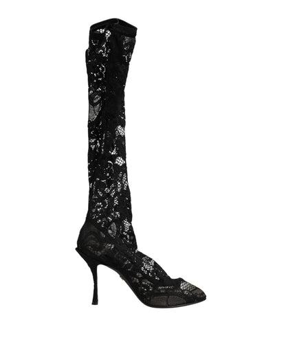 Dolce & Gabbana Taormina Lace Sock Boots in Black