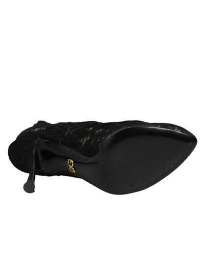 Dolce & Gabbana Taormina Lace Sock Boots in Black